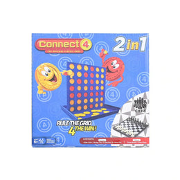 2-in-1 Board Game for Kids & Family | Connect 4 & Chess Game Set