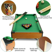 Real Wood Frame Mini Billiard Game Table Set for Kids & Family