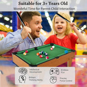 Real Wood Frame Mini Billiard Game Table Set for Kids & Family