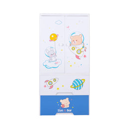 Children's wardrobe with cartoon bear designs on a white background