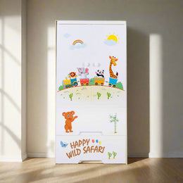 Kids Plastic Wardrobe Safari Print | Kids Cabinet 2022SW