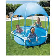 INTEX 6ft x 15in Metal Frame Above Ground Swimming Pool With Canopy Built-in Sprayer