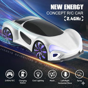 Remote Control Energy Concept Car with Drift, Lights, Music & Steam Spray – Rechargeable RC Electric Car