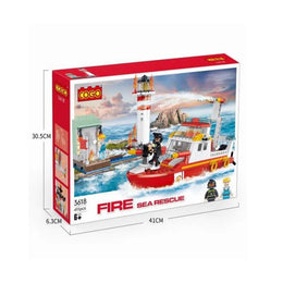 COGO Fire Sea Rescue Block Building Set | 3618 Sea Rescue Block 411Pcs