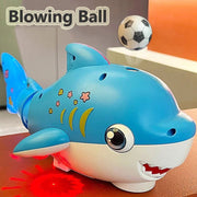 Blowing Ball Shark Toy with Music & Flashing Lights | 683B shark with universal wheel