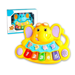 Elephant Style Baby Piano Toy with Light & Music | 855-28A Early Education Toy