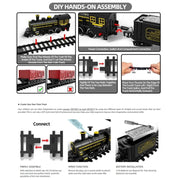 Retro Classic Electric Train Set with Spray Smoke | BJ2208B Train Track Playset with smoke effect