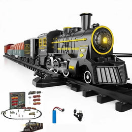 Retro Classic Electric Train Set with Spray Smoke | BJ2208B Train Track Playset with smoke effect