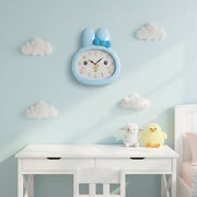 Cute Bunny Cartoon Wall Clock for Kids Room | Silent Quartz Plastic Wall Clock | Blue Decorative Wall Clock