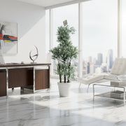 Artificial Frosted Cedar Plant in White Decorative Pot | Premium Indoor Home & Office Decor