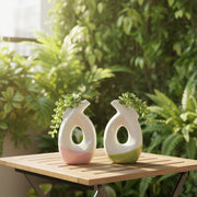 Modern Ceramic Plant Vase 2Pc Set