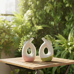 Modern Ceramic Plant Vase 2Pc Set
