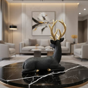 Luxury Black & Gold Deer Statue