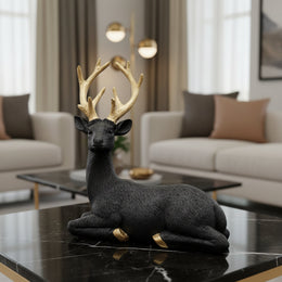 Luxury Black & Gold Deer Statue