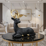 Luxury Black & Gold Deer Statue