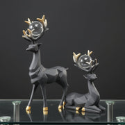Luxury Black Deer Couple Sculpture Set