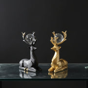 Luxury Deer Couple Sculpture Set