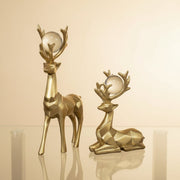 Luxury Golden Deer Couple Sculpture Set