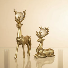 Luxury Golden Deer Couple Sculpture Set