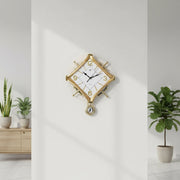 Luxury Diamond Shape Pendulum Wall Clock – Silent Quartz Decorative Wall Clock for Home & Office