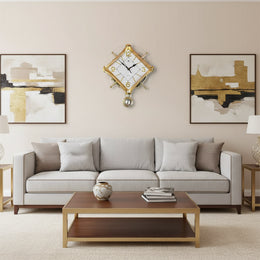 Luxury Diamond Shape Pendulum Wall Clock – Silent Quartz Decorative Wall Clock for Home & Office