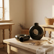 2Pcs Donut Style Ceramic Vase Set