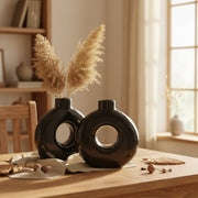 2Pcs Donut Style Ceramic Vase Set