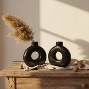 2Pcs Donut Style Ceramic Vase Set