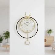 Luxury Deer Antler Modern Wall Clock with Pendulum – Elegant Silent Quartz Decorative Wall Clock for Home & Office