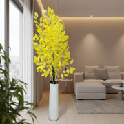 Artificial Yellow Ficus Tree with White Floor Vase – Premium Decorative Indoor Plant for Home & Office