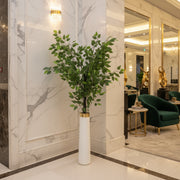 Artificial Ficus Plant in Decorative White Floor Vase