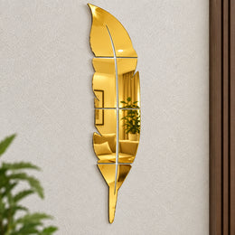 Golden Acrylic Leaf Mirror Wall Decor