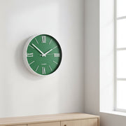 Modern Green Wall Clock with Roman Numerals – Silent Quartz Decorative Wall Clock for Home & Office