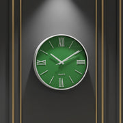 Modern Green Wall Clock with Roman Numerals – Silent Quartz Decorative Wall Clock for Home & Office