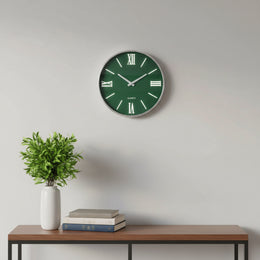 Modern Green Wall Clock with Roman Numerals – Silent Quartz Decorative Wall Clock for Home & Office