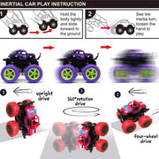 Monster Trucks 4 Pack 360° Rotation Friction Powered Jeep Toy