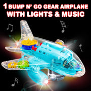Transparent Gear with Light & Music Airplane Toy