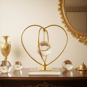 Elegant Heart-Shaped Metal Decor Item with Hanging Crystal Accent