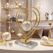 Elegant Heart-Shaped Metal Decor Item with Hanging Crystal Accent