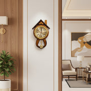 Classic House Shaped Pendulum Wall Clock | Classic Home & Office Decorative Clock