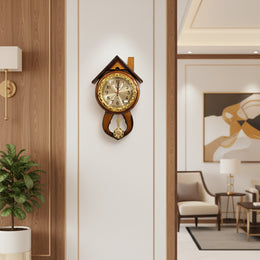 Classic House Shaped Pendulum Wall Clock | Classic Home & Office Decorative Clock