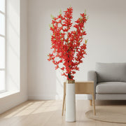 Artificial Red Lily Flower Arrangement with White Floor Vase – Premium Indoor Decorative Plant for Home & Office