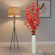 Artificial Red Lily Flower Arrangement with White Floor Vase – Premium Indoor Decorative Plant for Home & Office