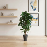 Artificial Money Plant on Moss Pole with Black Pot | Decorative Indoor Faux Pothos Plant