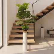 Artificial Monstera Deliciosa Plant with White Floor Vase | Premium Swiss Cheese Plant for Home & Office Décor