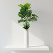 Artificial Monstera Deliciosa Plant with White Floor Vase | Premium Swiss Cheese Plant for Home & Office Décor