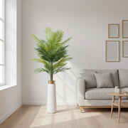Artificial Areca Palm Plant with White Floor Vase | Premium Indoor Decorative Palm Tree for Home & Office