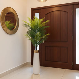 Artificial Areca Palm Plant with White Floor Vase | Premium Indoor Decorative Palm Tree for Home & Office