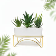 Artificial Succulent Planter with Golden Stand