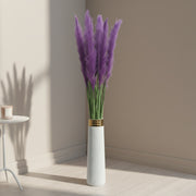 Artificial Purple Pampas Grass with White Floor Vase | Luxury Indoor Home & Office Decor